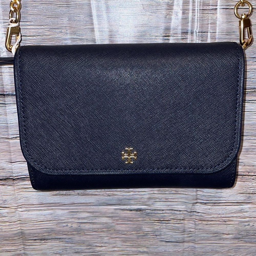 Tory Burch Navy Blue Flap Crossbody with Gold Hardware NWT - Picture 2 of 5